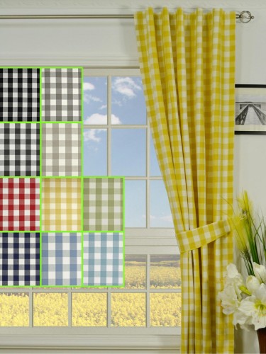 Moonbay Small Plaids Concealed Tab Top Curtains