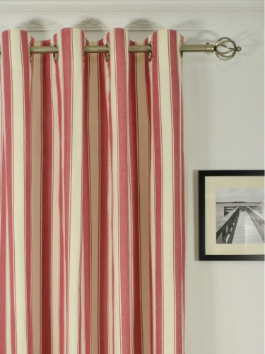 Moonbay Narrow-stripe Cotton  Custom Made Curtains (Heading: Eyelet)