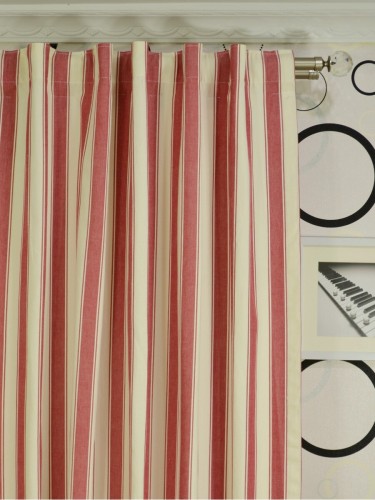 Moonbay Narrow-stripe Cotton  Custom Made Curtains (Heading: Concealed Tab Top)