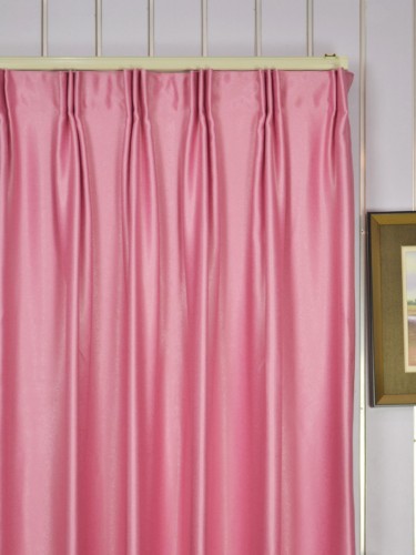 Swan Pink and Red Solid Versatile Pleat Ready Made Curtains Heading Style