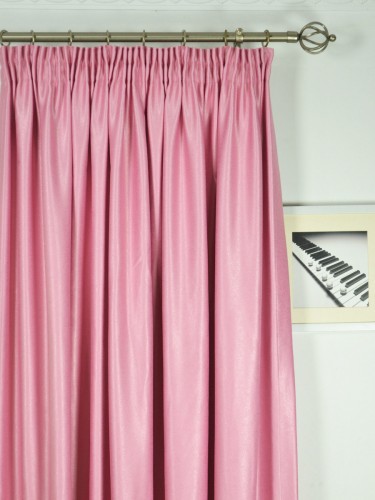 Swan Pink and Red Solid Pencil Pleat Ready Made Curtains Heading Style