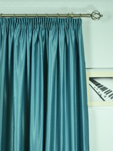Swan Gray and Blue Solid Pencil Pleat Ready Made Curtains Heading Style