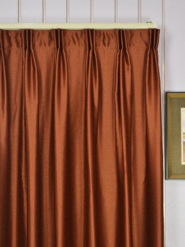 Swan Brown Color Solid Custom Made Curtains (Heading: Versatile Pleat)