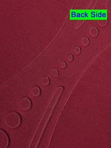 Geometric Two-layered Wave and Box Pleat Valance and Curtains Back Side in Barn Red