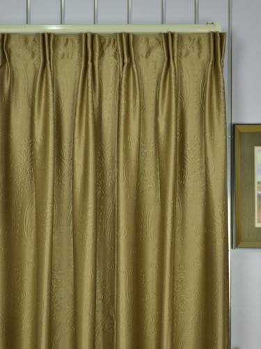 Swan Dimensional Embossed Floral Damask Custom Made Curtains (Heading: Versatile Pleat)