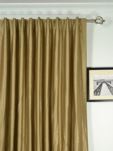 Swan Dimensional Embossed Floral Damask Custom Made Curtains (Heading: Concealed Tab Top)