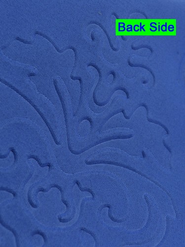 Swan Embossed Floral Damask Eyelet Ready Made Curtains Back Side in Brandeis Blue