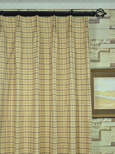 Paroo Cotton Blend Small Plaid Versatile Pleat Curtain Heading Style