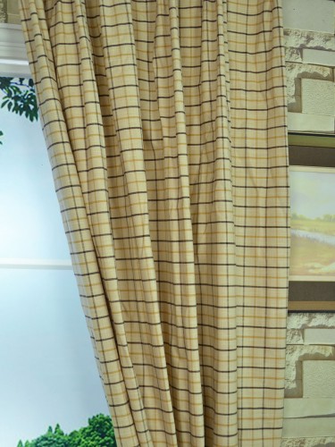 Paroo Cotton Blend Small Plaid Custom Made Curtains Coffee Color