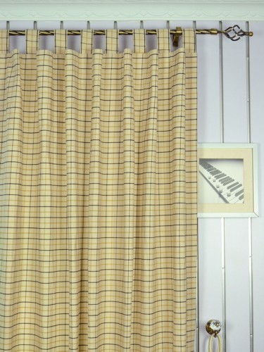 Hudson Cotton Blend Small Plaid Tab Top Curtain Heading Style