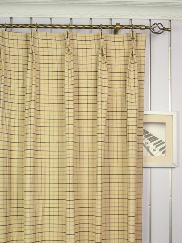 Paroo Cotton Blend Middle Check Custom Made Curtains (Heading: Double Pinch Pleat)