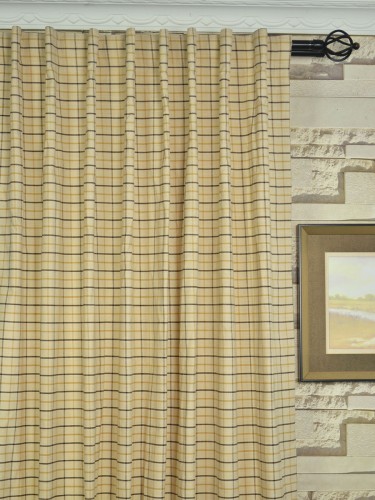 Paroo Cotton Blend Middle Check Custom Made Curtains (Heading: Concealed Tab Top)