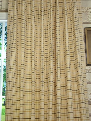 Paroo Cotton Blend Small Plaid Concealed Tab Top Curtain Fabric