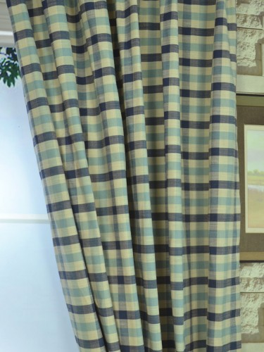 Paroo Cotton Blend Small Check Versatile Pleat Curtain Fabric