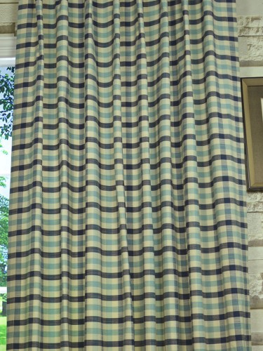 Paroo Cotton Blend Small Check Concaeled Tab Top Curtain Fabric