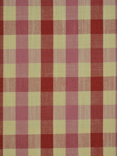 Paroo Cotton Blend Small Check Double Pinch Pleat Curtain (Color: Cardinal)