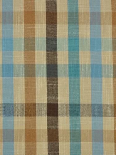 Paroo Cotton Blend Middle Check Concaeled Tab Top Curtain (Color: Capri)