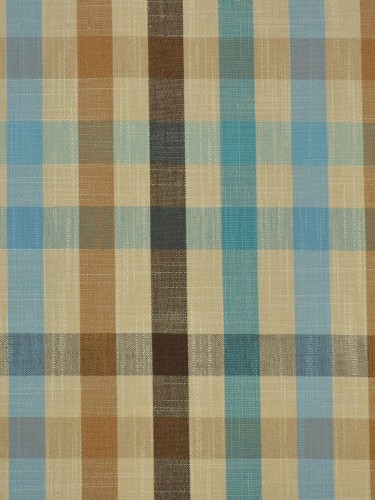 Paroo Cotton Blend Middle Check Double Pinch Pleat Curtain (Color: Capri)