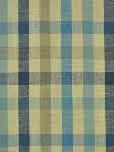 Paroo Cotton Blend Middle Check Versatile Pleat Curtain (Color: Bondi blue)