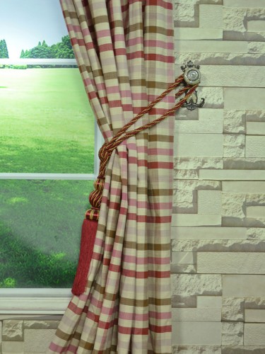 Paroo Cotton Blend Middle Check Versatile Pleat Curtain Tassel Tieback