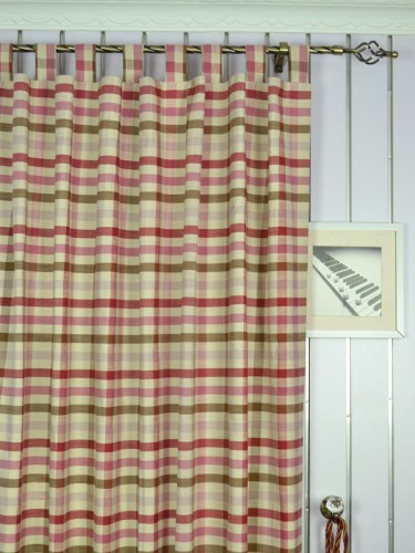 Paroo Cotton Blend Middle Check Tab Top Curtain Heading Style