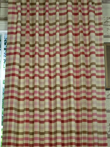 Paroo Cotton Blend Middle Check Concaeled Tab Top Curtain Fabric