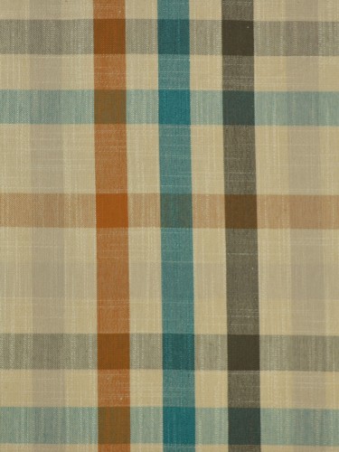 Paroo Cotton Blend Middle Check Tab Top Curtain (Color: Celadon Blue)