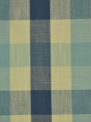 Paroo Cotton Blend Bold-scale Check Double Pinch Pleat Curtain (Color: Bondi blue)