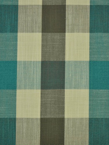 Paroo Cotton Blend Bold-scale Check Double Pinch Pleat Curtain (Color: Celadon Blue)