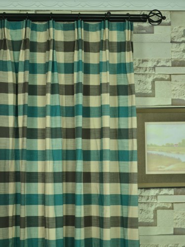 Paroo Cotton Blend Bold-scale Check Versatile Pleat Curtain Heading Style