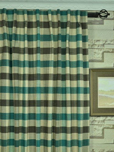 Paroo Cotton Blend Bold-scale Check Concaeled Tab Top Curtain Heading Style