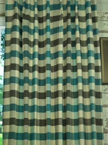 Paroo Cotton Blend Bold-scale Check Concaeled Tab Top Curtain Fabric