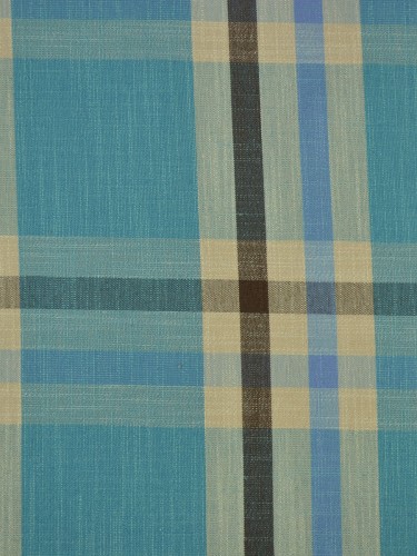 Paroo Cotton Blend Large Plaid Versatile Pleat Curtain (Color: Capri)