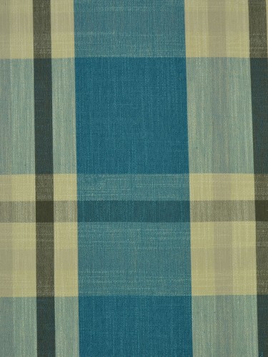 Paroo Cotton Blend Large Plaid Double Pinch Pleat Curtain (Color: Celadon Blue)