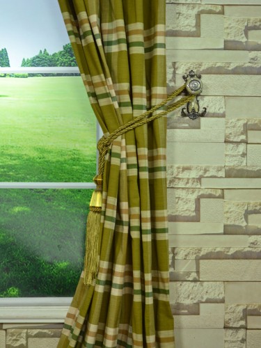 Paroo Cotton Blend Large Plaid Versatile Pleat Curtain Tassel Tieback