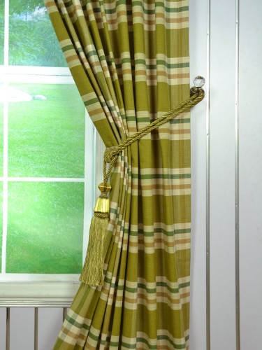 Paroo Cotton Blend Large Plaid Tab Top Curtain Tassel Tieback