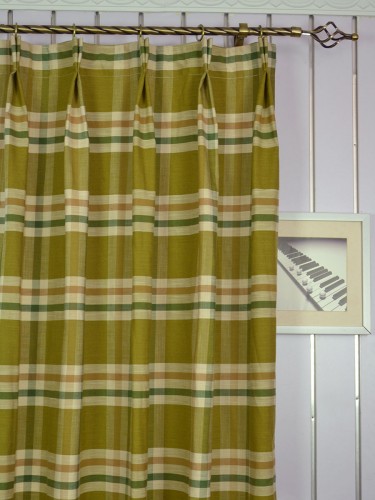 Paroo Cotton Blend Large Plaid Double Pinch Pleat Curtain Heading Style