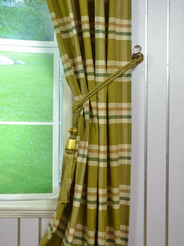 Paroo Cotton Blend Large Plaid Double Pinch Pleat Curtain Tassel Tieback