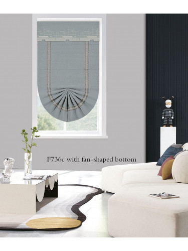 QYBHF736 High Quality Chenille Custom Made Roman Blinds For Home Decoration(Color: F736c with fan shaped bottom)
