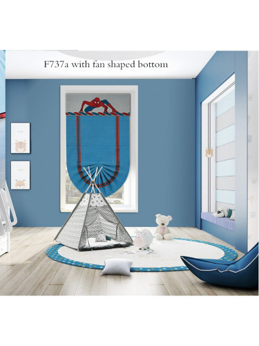 QYBHF737 High Quality Chenille Blue Custom Made Roman Blinds For Home Decoration(Color: F737a with fan shaped bottom)