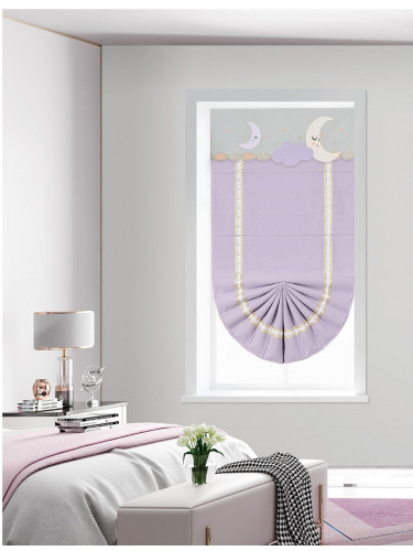 QYBHF738 High Quality Chenille Purple Custom Made Roman Blinds For Home Decoration(Color: F738 with fan shaped bottom)