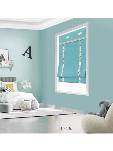 QYBHF740 High Quality Chenille Blue Custom Made Roman Blinds For Home Decoration(Color: F740c with flat bottom)