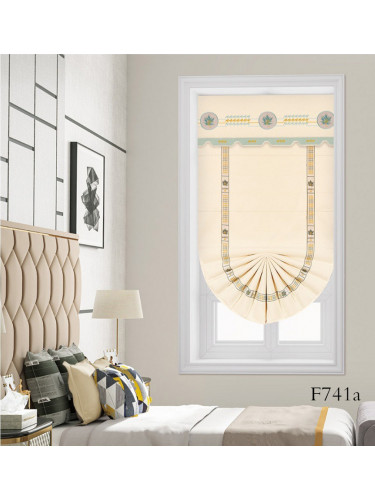 QYBHF741 High Quality Chenille Beige Custom Made Roman Blinds For Home Decoration(Color: F741a with fan shaped bottom)