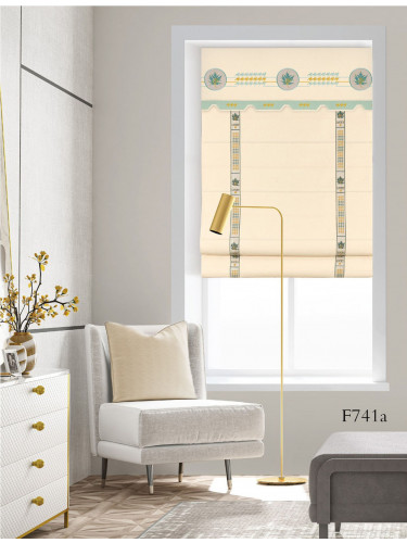 QYBHF741 High Quality Chenille Beige Custom Made Roman Blinds For Home Decoration(Color: F741a with flat bottom)
