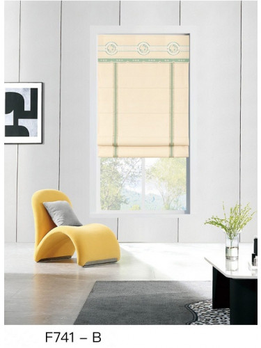 QYBHF741 High Quality Chenille Beige Custom Made Roman Blinds For Home Decoration(Color: F741b with flat bottom)