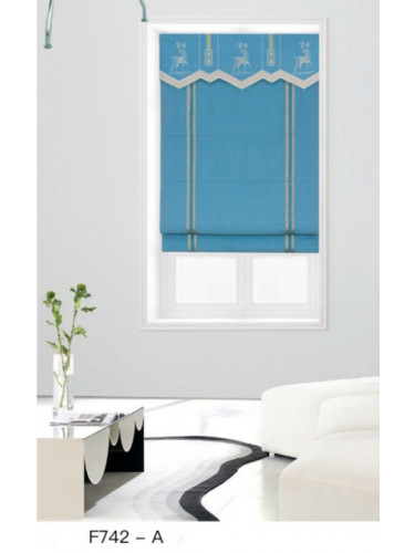 QYBHF742 High Quality Chenille Blue Custom Made Roman Blinds For Home Decoration(Color: F742a with flat bottom)