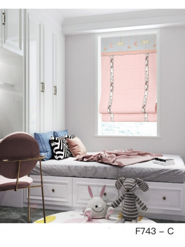 QYBHF743 High Quality Chenille Pink Custom Made Roman Blinds For Home Decoration(Color: F743c with flat bottom)