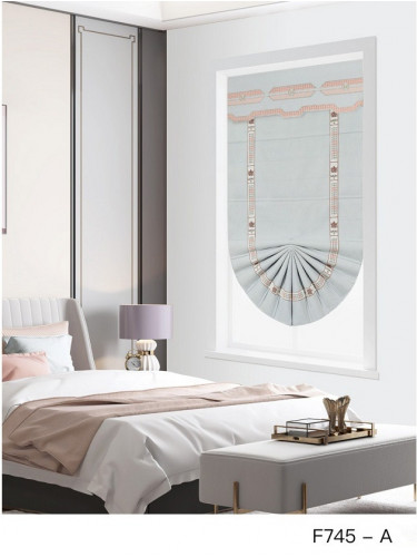 QYBHF745 High Quality Chenille Grey Custom Made Roman Blinds For Home Decoration(Color: F745a with fan shaped bottom)