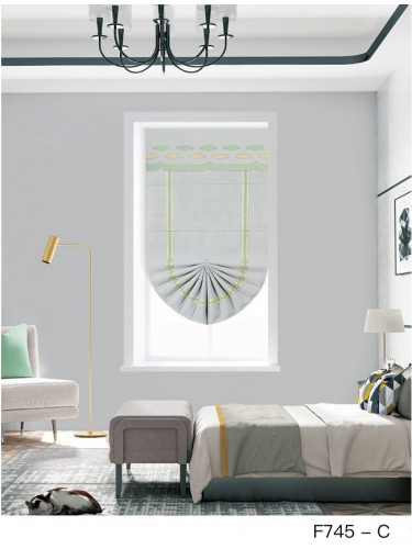 QYBHF745 High Quality Chenille Grey Custom Made Roman Blinds For Home Decoration(Color: F745c with fan shaped bottom)