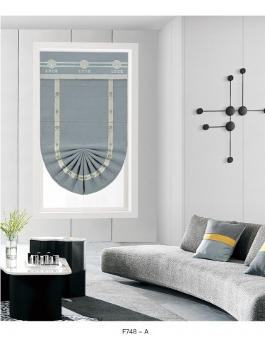QYBHF748 High Quality Chenille Grey Custom Made Roman Blinds For Home Decoration(Color: F748a with fan shaped bottom)